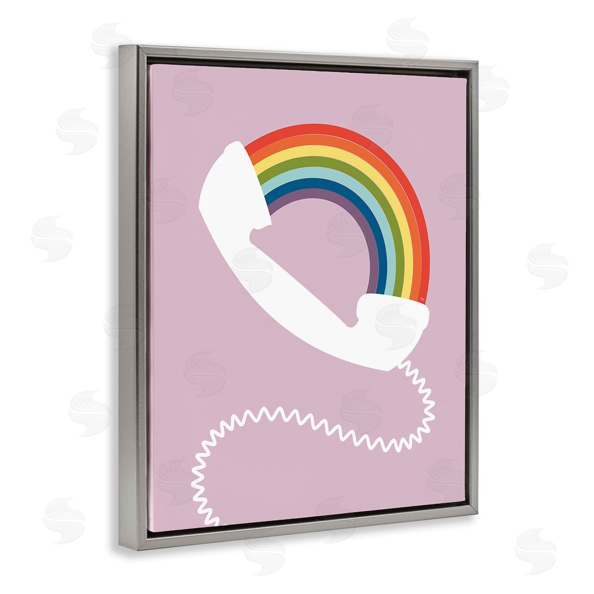 Martina Pavlova Modern Rainbow Telephone Gray Floating Frame Canvas Wall Art Print