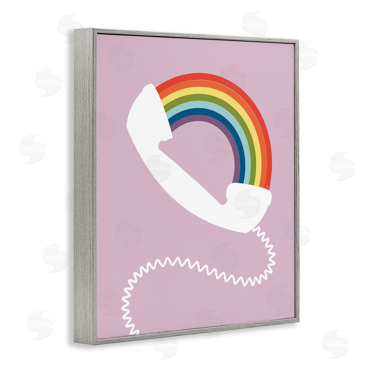 Martina Pavlova Modern Rainbow Telephone Gray Framed Giclee Wall Art Print