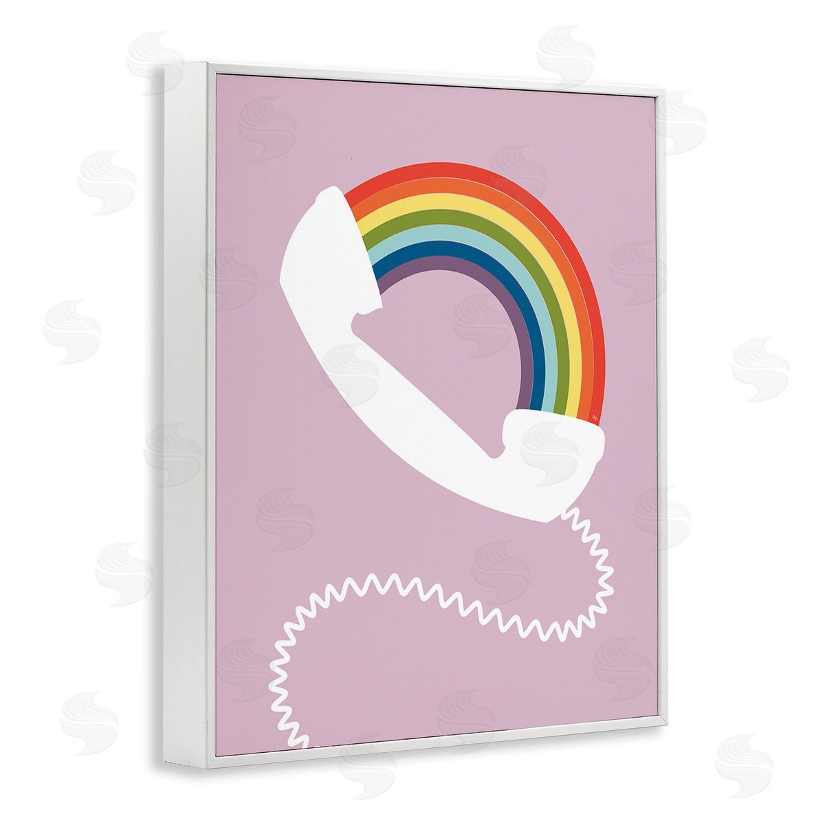 Martina Pavlova Modern Rainbow Telephone White Framed Giclee Wall Art Print