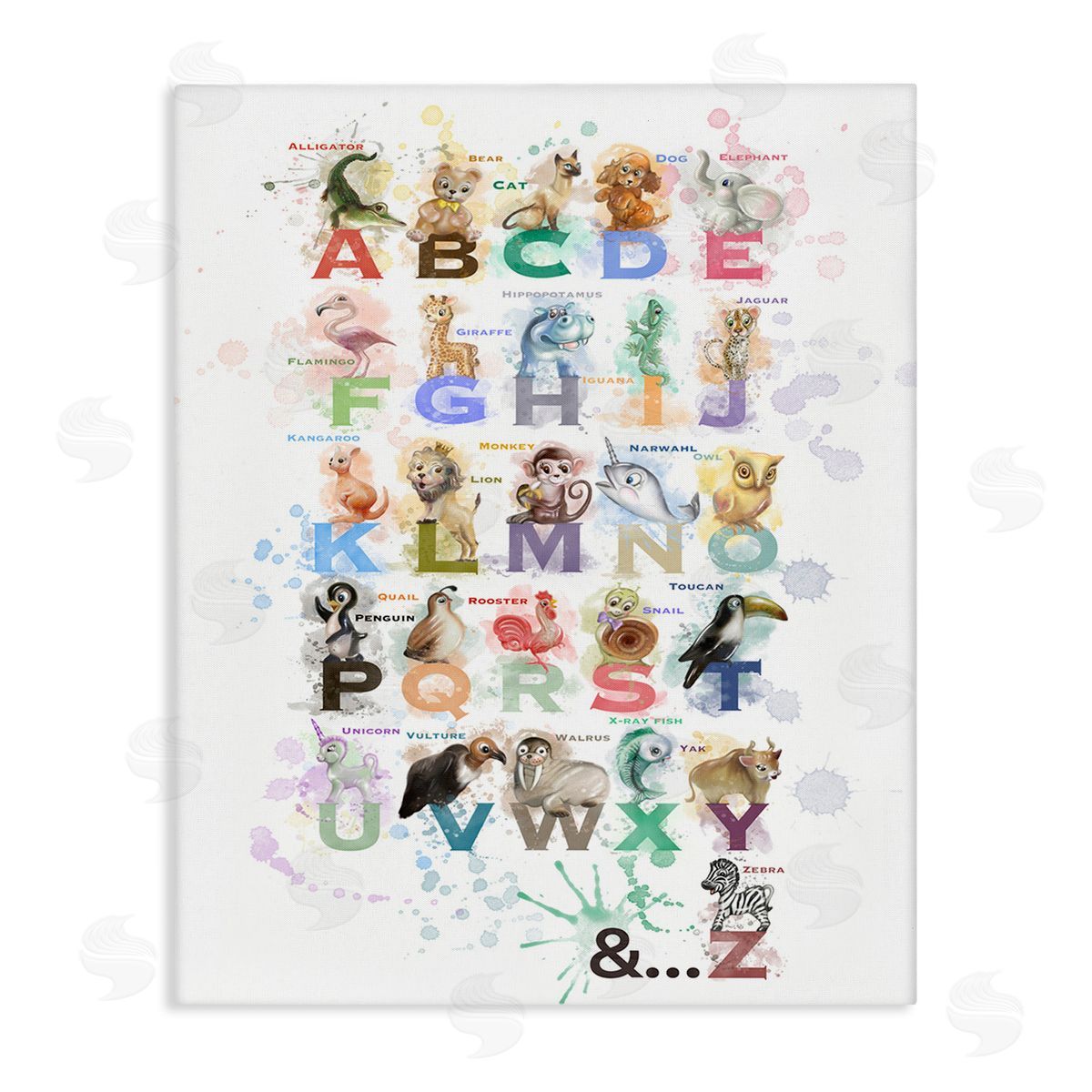 Matthew Piotrowicz Modern Splash Animal Alphabet Canvas Wall Art Print