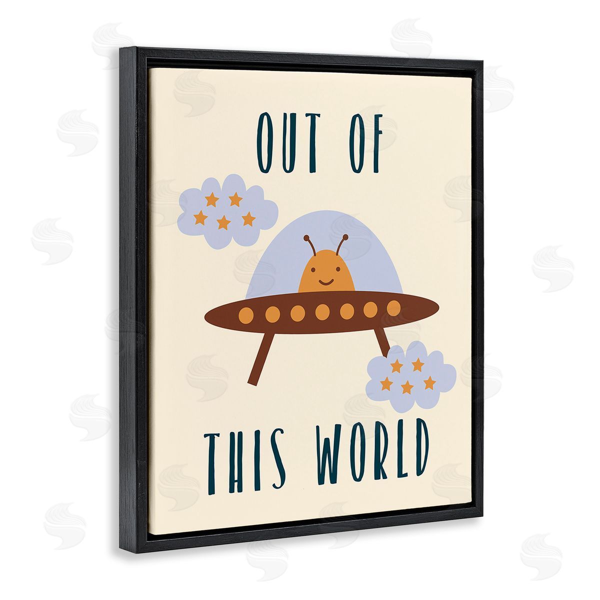 Stupell Studio Alien Spaceship Phrase Black Floating Frame Canvas Wall Art Print