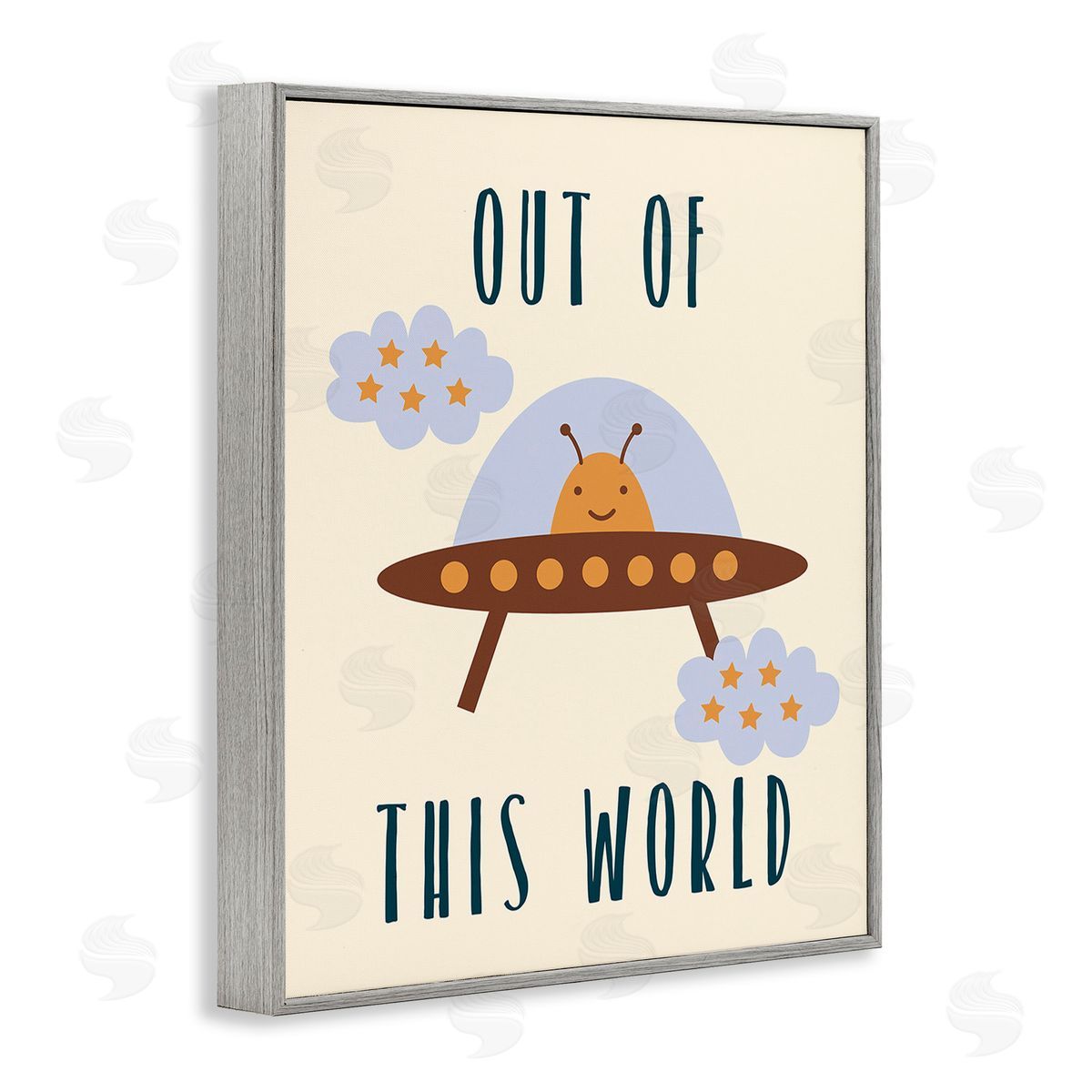 Stupell Studio Alien Spaceship Phrase Gray Framed Giclee Wall Art Print