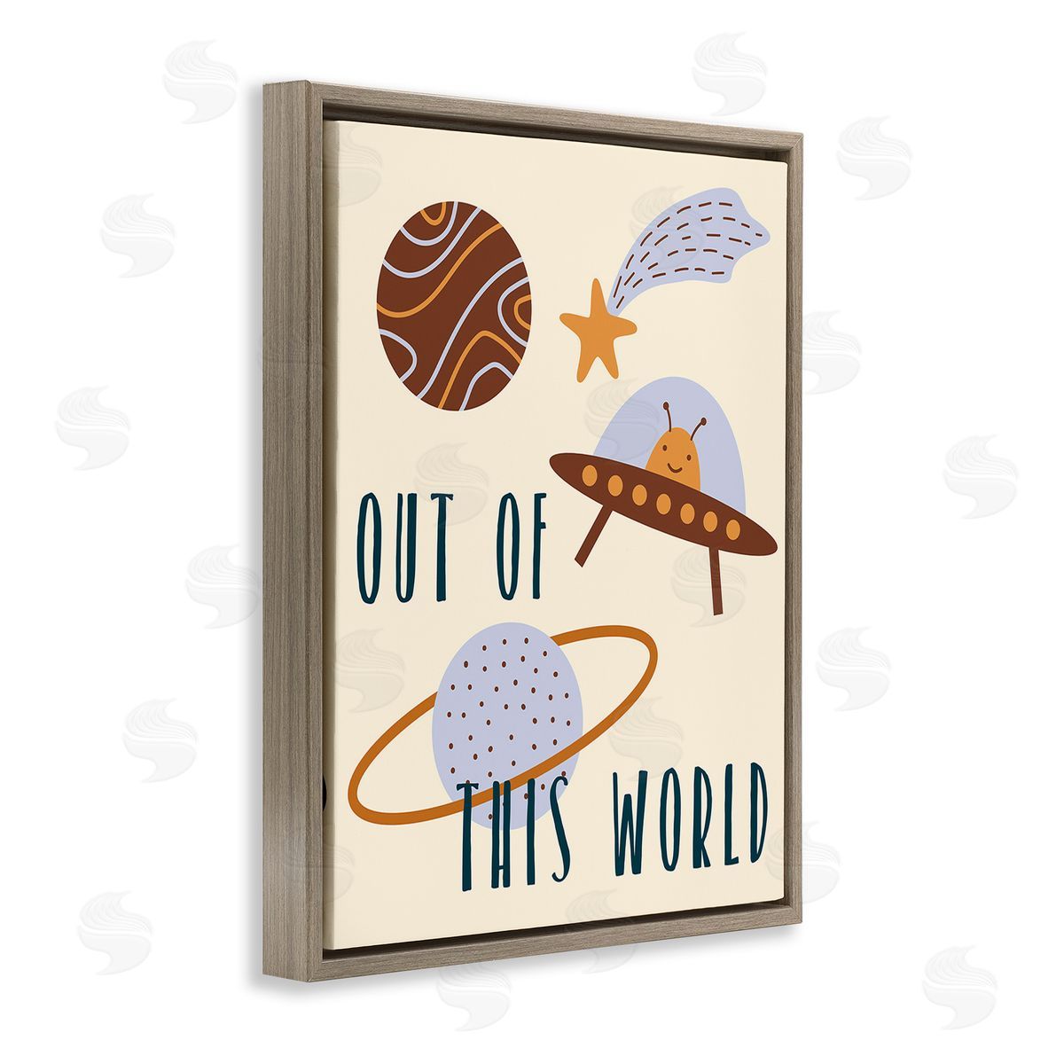 Stupell Studio Out Of This World Alien Brown Floating Frame Canvas Wall Art Print