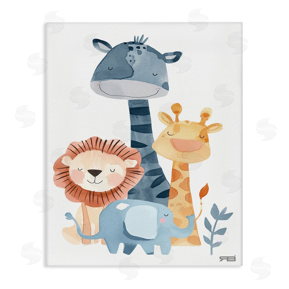 RB Gentle Nursery Animals Canvas Wall Art Print