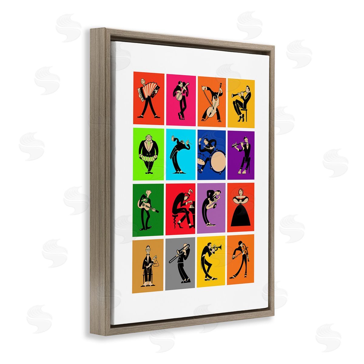 Mark Rogan Modern Orchestra Musicians Brown Floating Frame Canvas Wall Art Print
