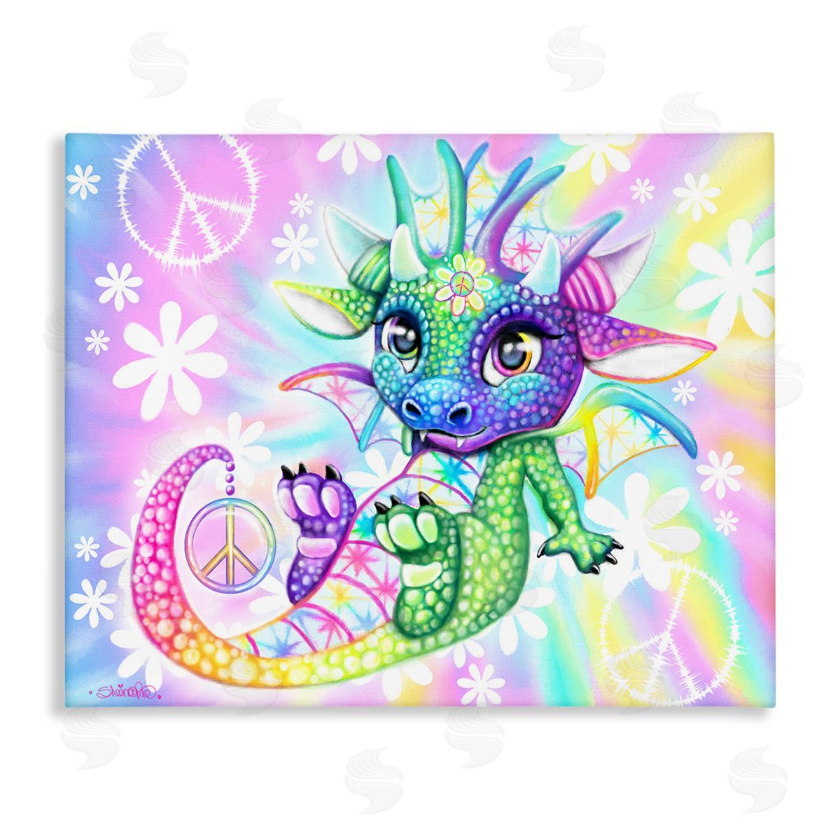 Sheena Pike Groovy Dragon Pattern Canvas Wall Art Print