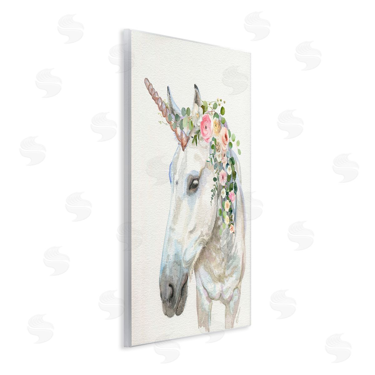 Jennifer Redstreake Unicorn & Flower Garland Wooden Wall Plaque Art Print
