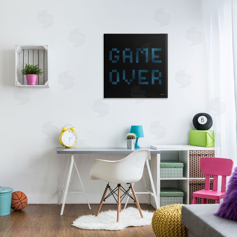 Yass Naffas Designs Game Over Pixel Phrase Canvas Wall Art Print in Room