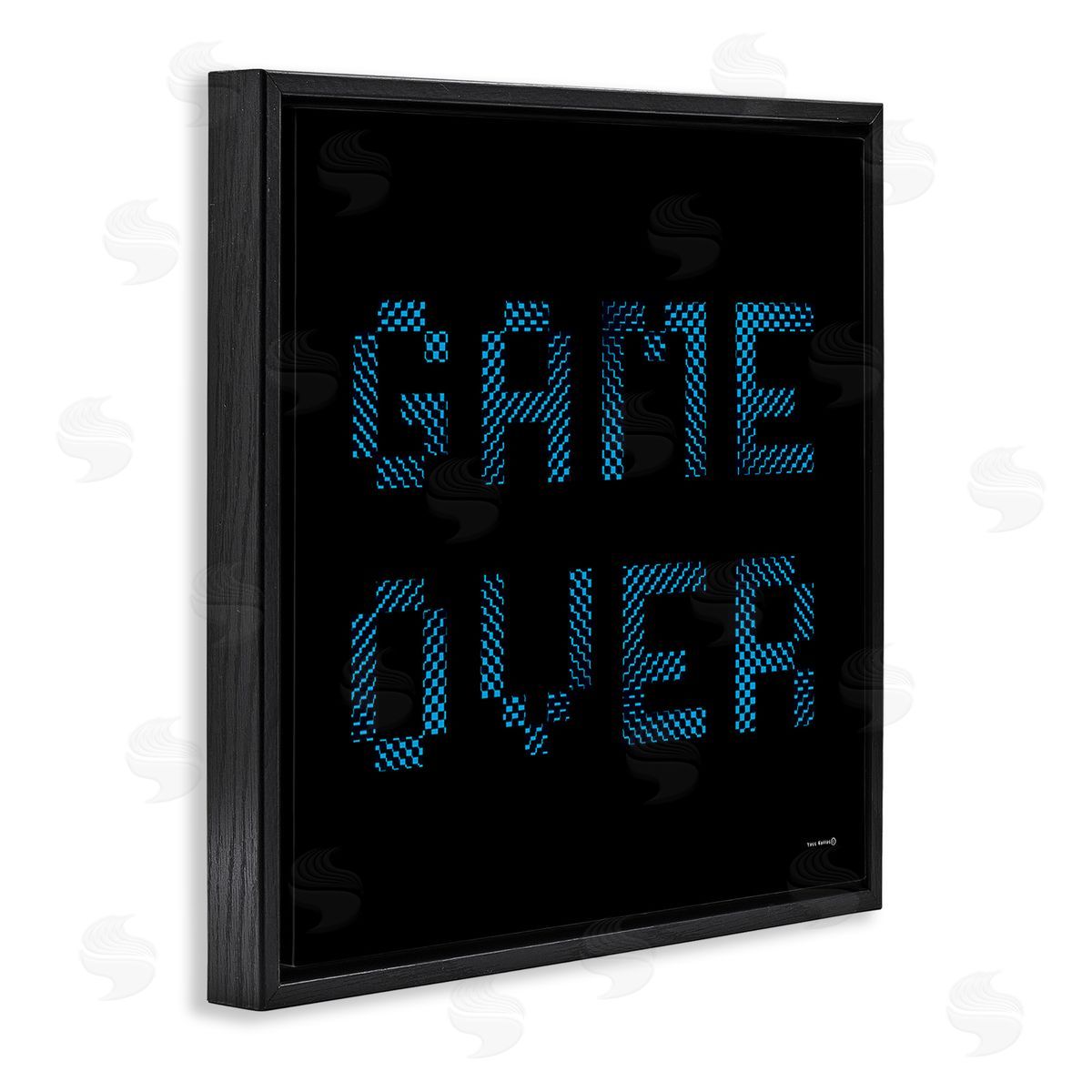 Yass Naffas Designs Game Over Pixel Phrase Black Floating Frame Canvas Wall Art Print