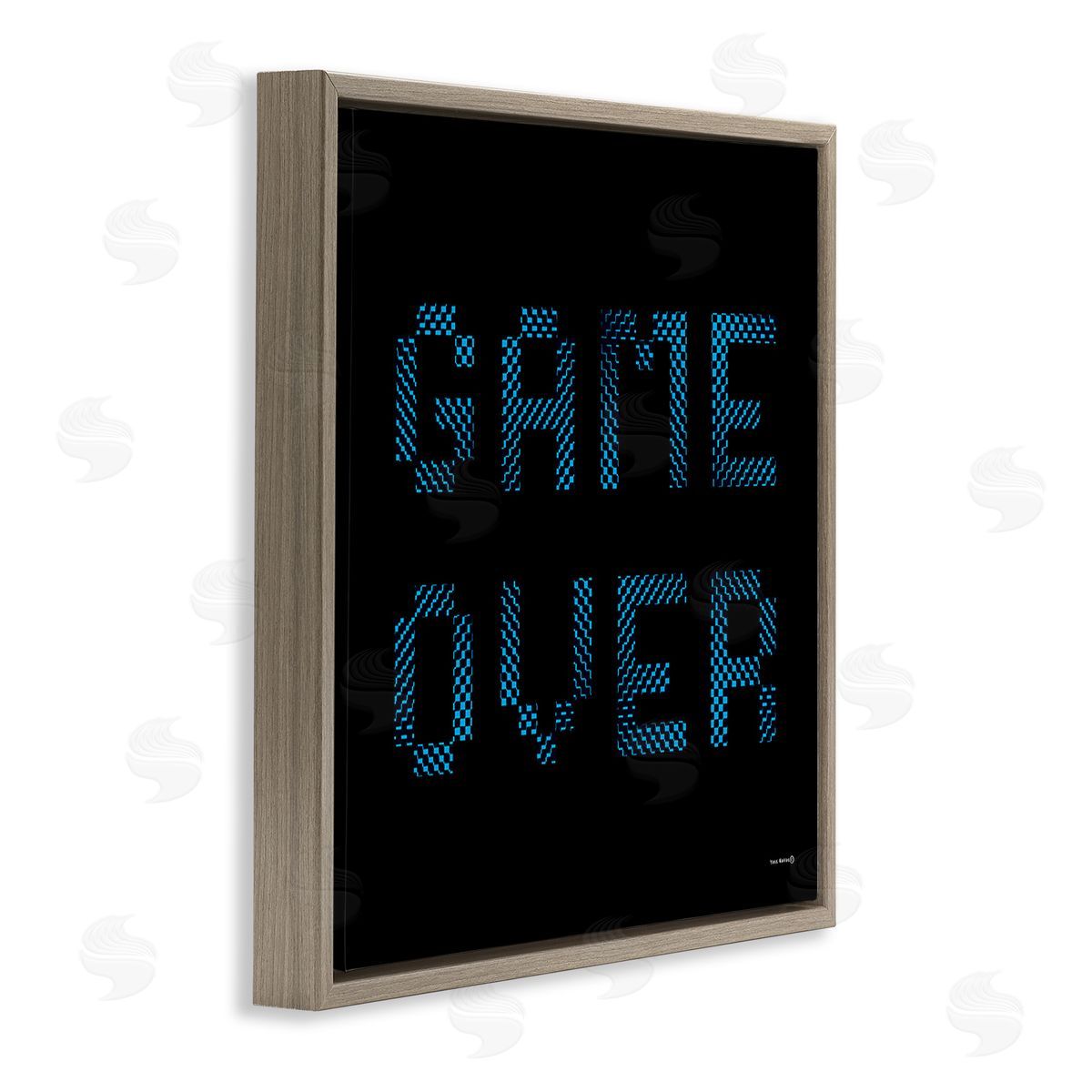 Yass Naffas Designs Game Over Pixel Phrase Brown Floating Frame Canvas Wall Art Print