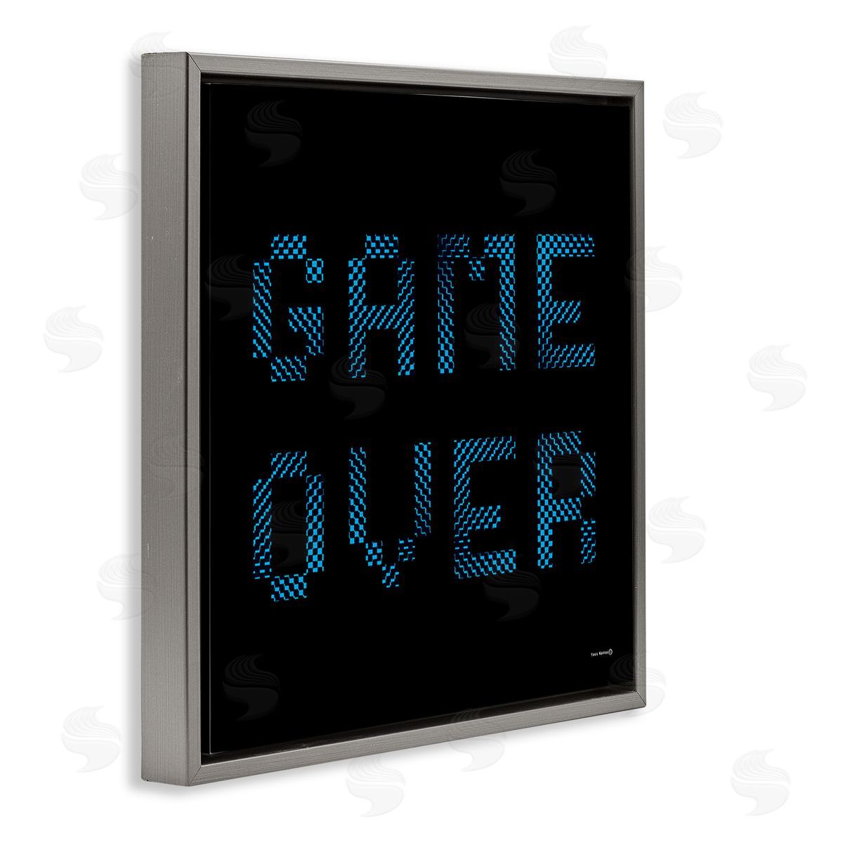 Yass Naffas Designs Game Over Pixel Phrase Gray Floating Frame Canvas Wall Art Print