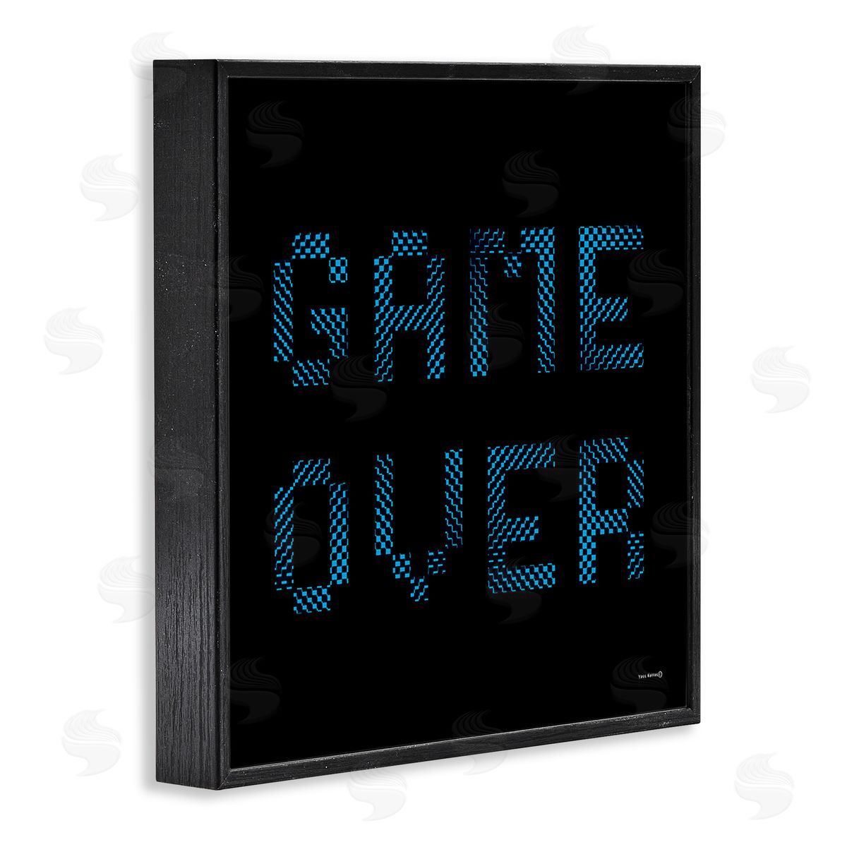 Yass Naffas Designs Game Over Pixel Phrase Black Framed Giclee Wall Art Print