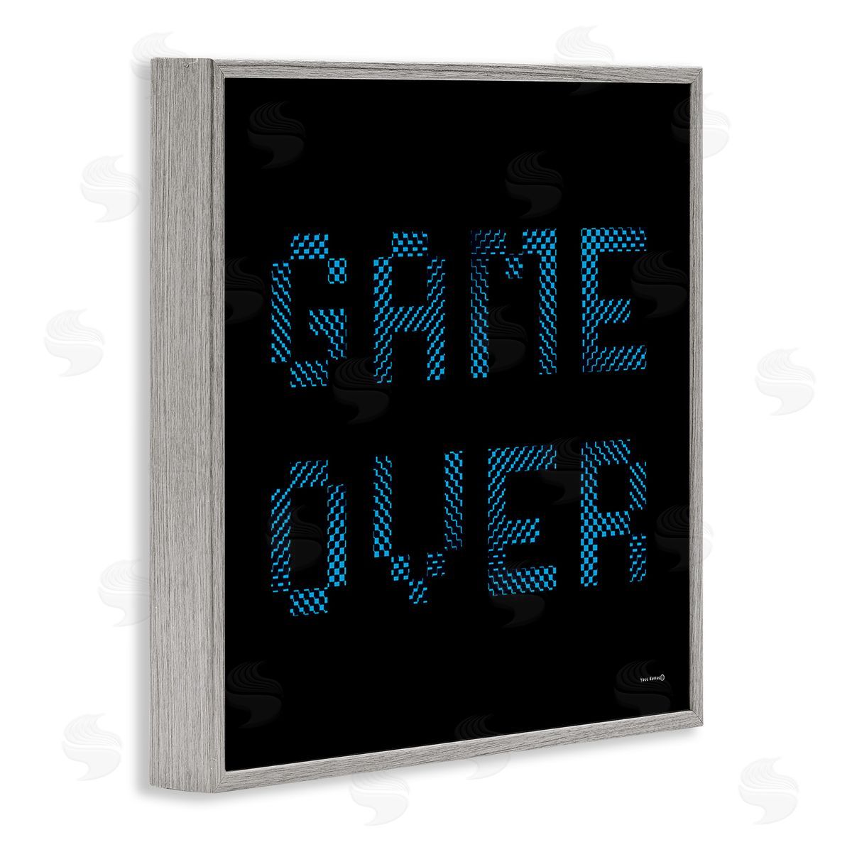Yass Naffas Designs Game Over Pixel Phrase Gray Framed Giclee Wall Art Print