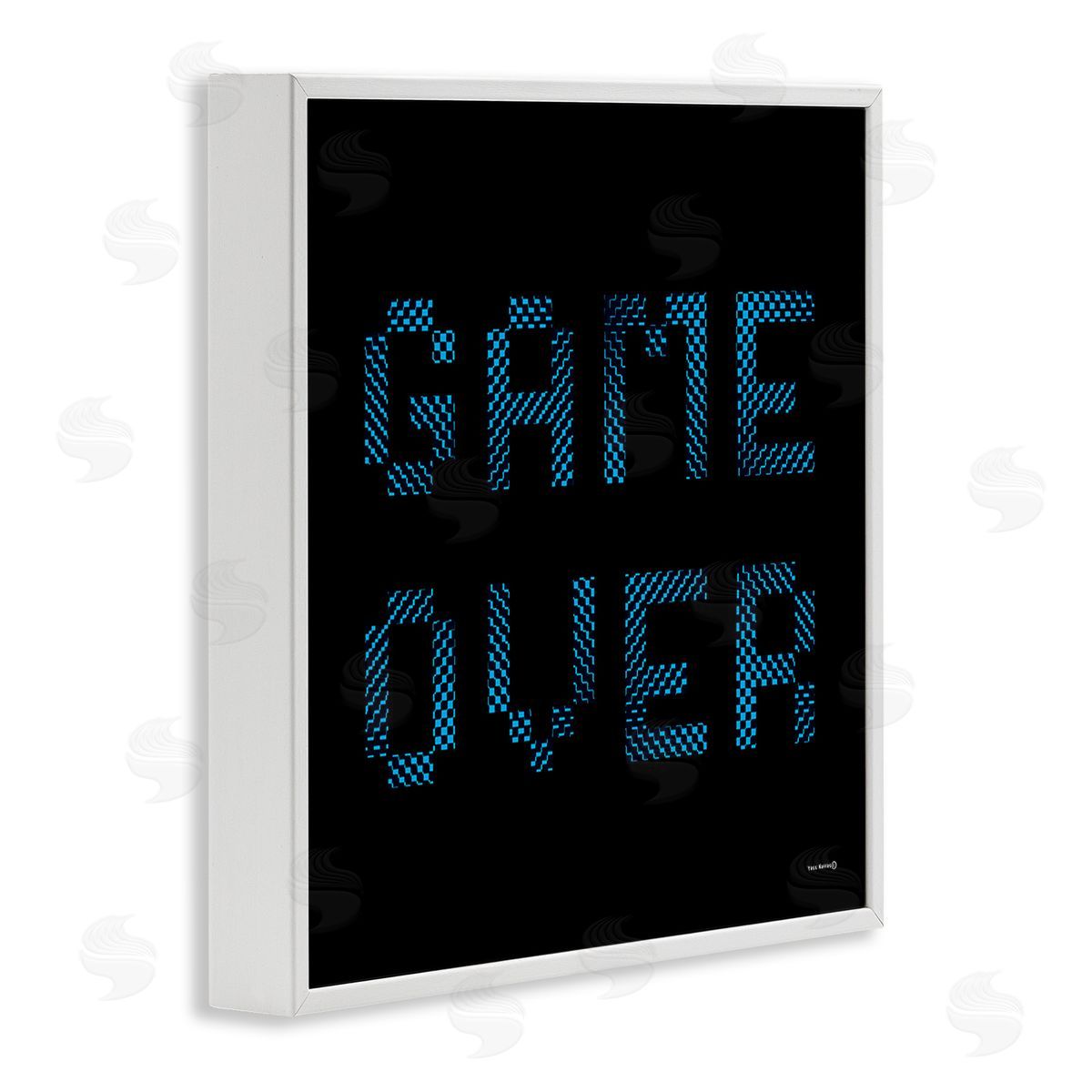 Yass Naffas Designs Game Over Pixel Phrase White Framed Giclee Wall Art Print