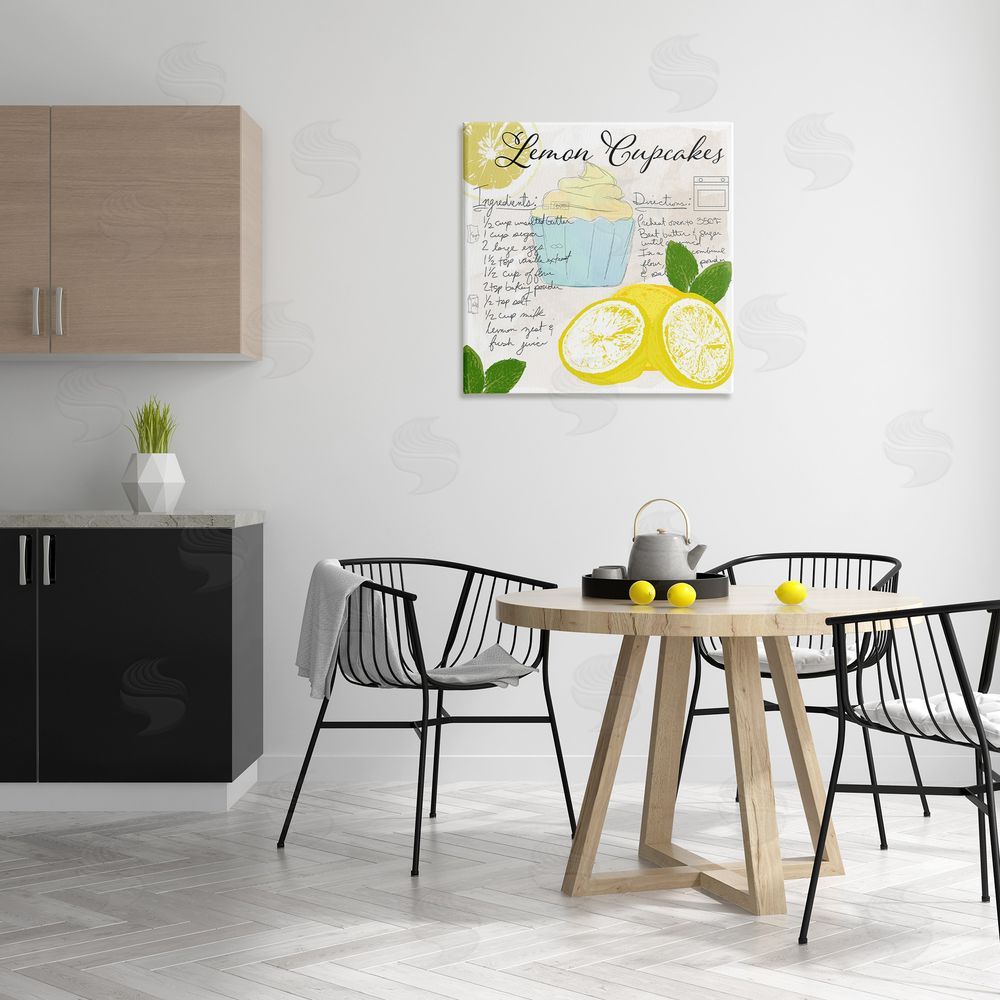 Daniela Santiago Lemon Cupcake Recipe Canvas Wall Art Print in Room