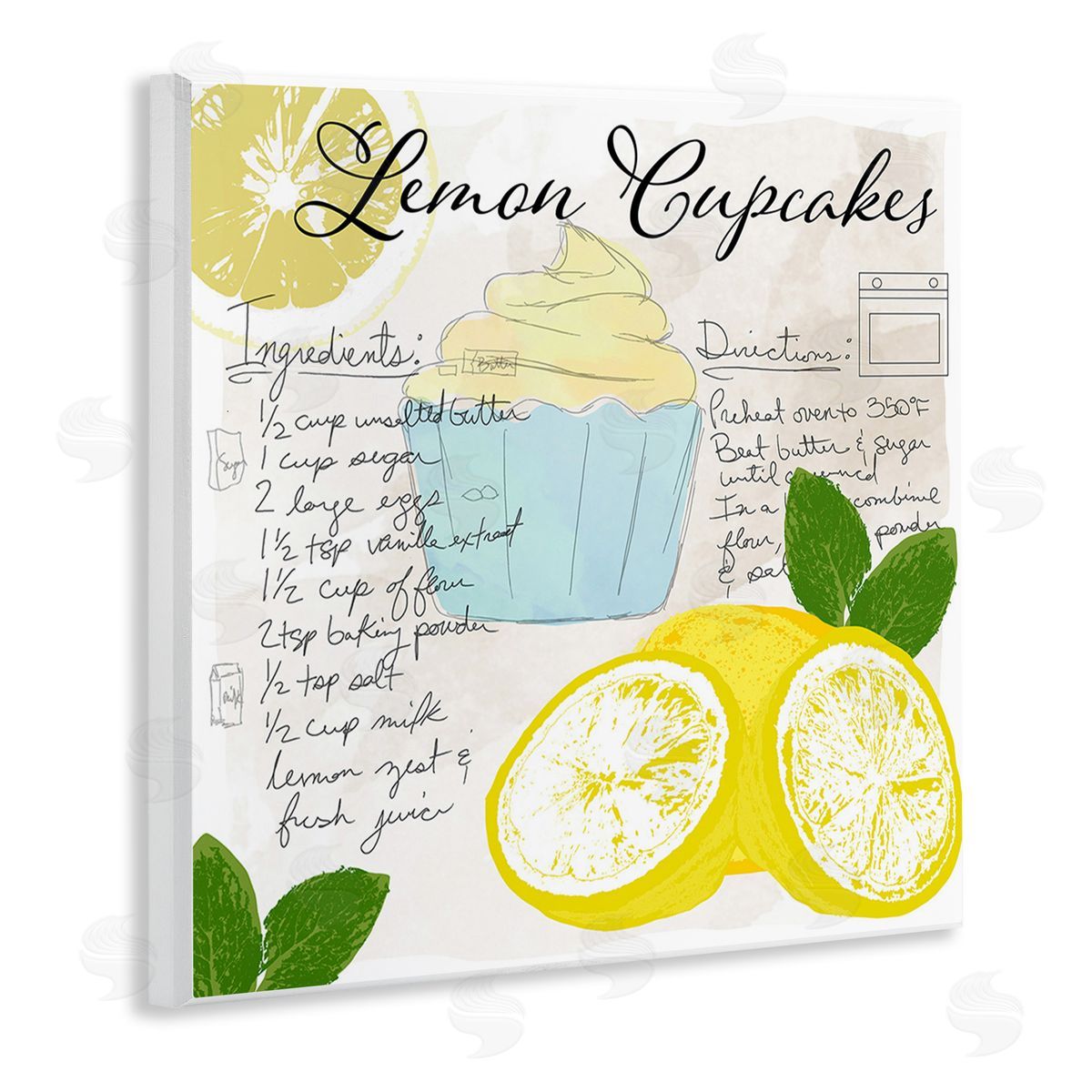 Daniela Santiago Lemon Cupcake Recipe Wooden Wall Plaque Art Print