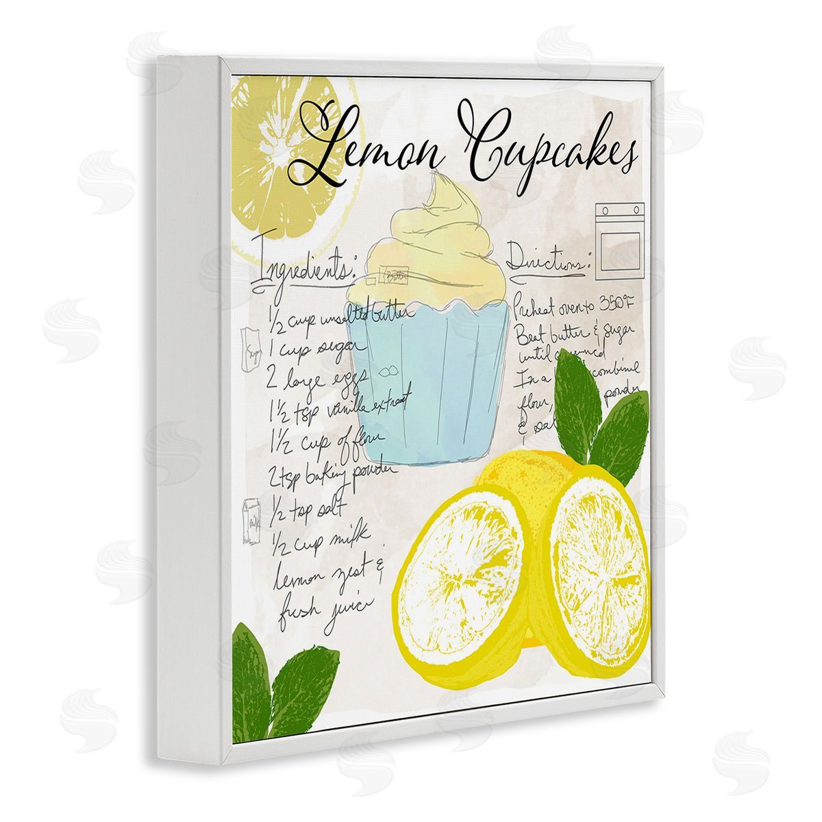 Daniela Santiago Lemon Cupcake Recipe White Framed Giclee Wall Art Print