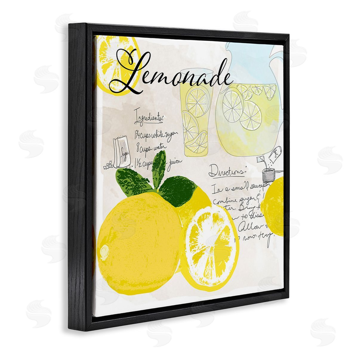 Daniela Santiago Summer Lemonade Recipe Black Floating Frame Canvas Wall Art Print