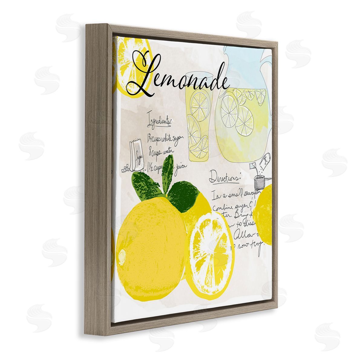 Daniela Santiago Summer Lemonade Recipe Brown Floating Frame Canvas Wall Art Print