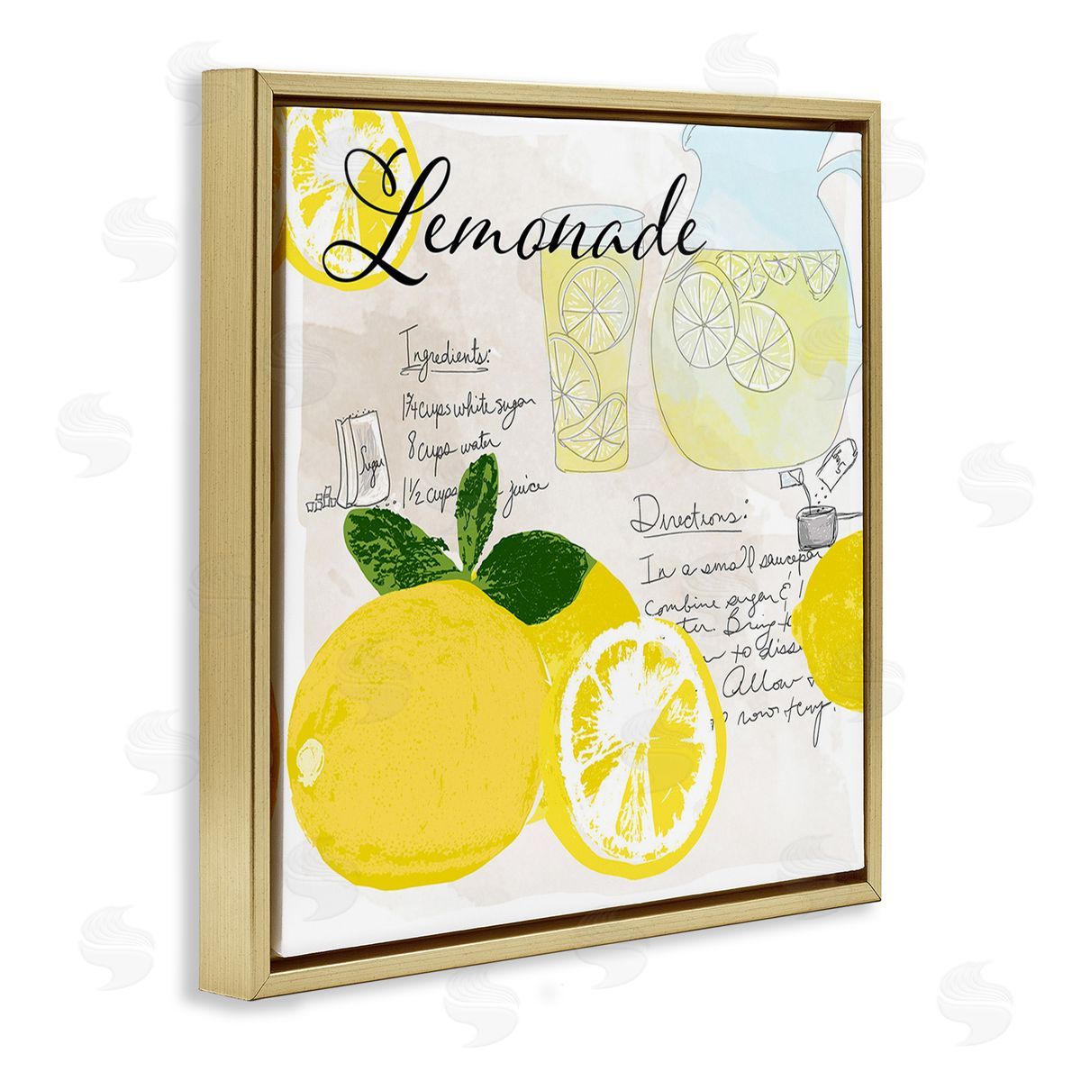 Daniela Santiago Summer Lemonade Recipe Gold Floating Frame Canvas Wall Art Print