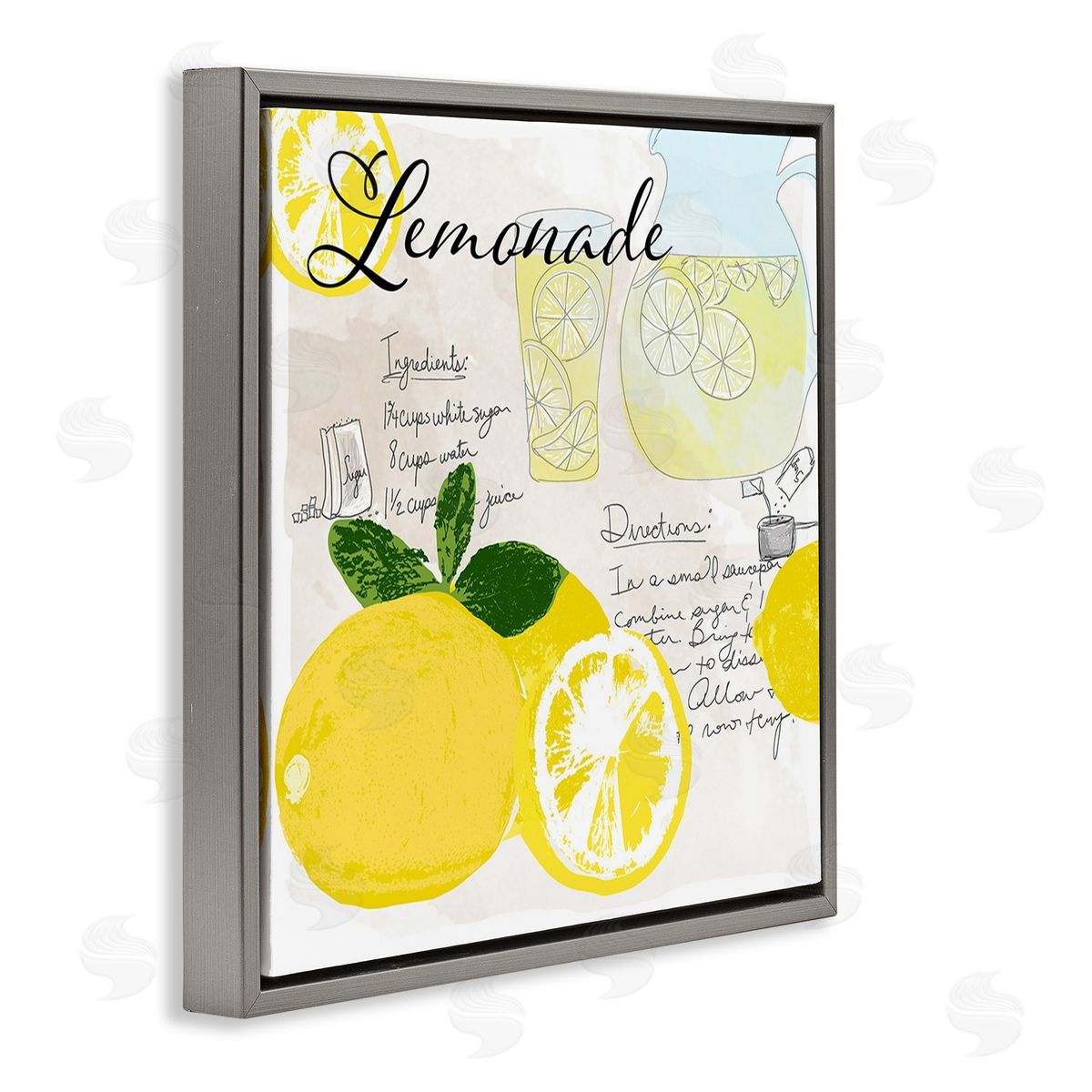 Daniela Santiago Summer Lemonade Recipe Gray Floating Frame Canvas Wall Art Print