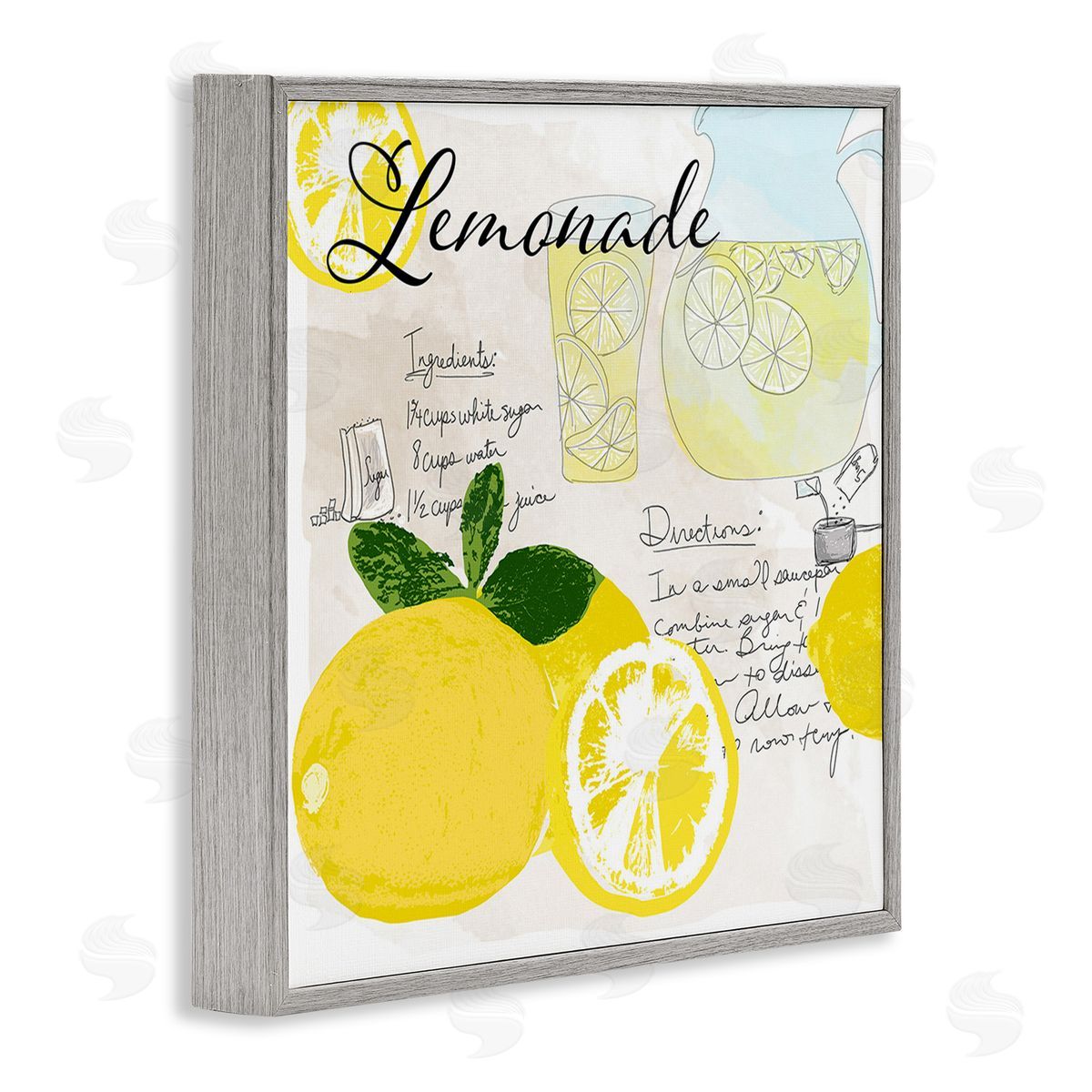 Daniela Santiago Summer Lemonade Recipe Gray Framed Giclee Wall Art Print