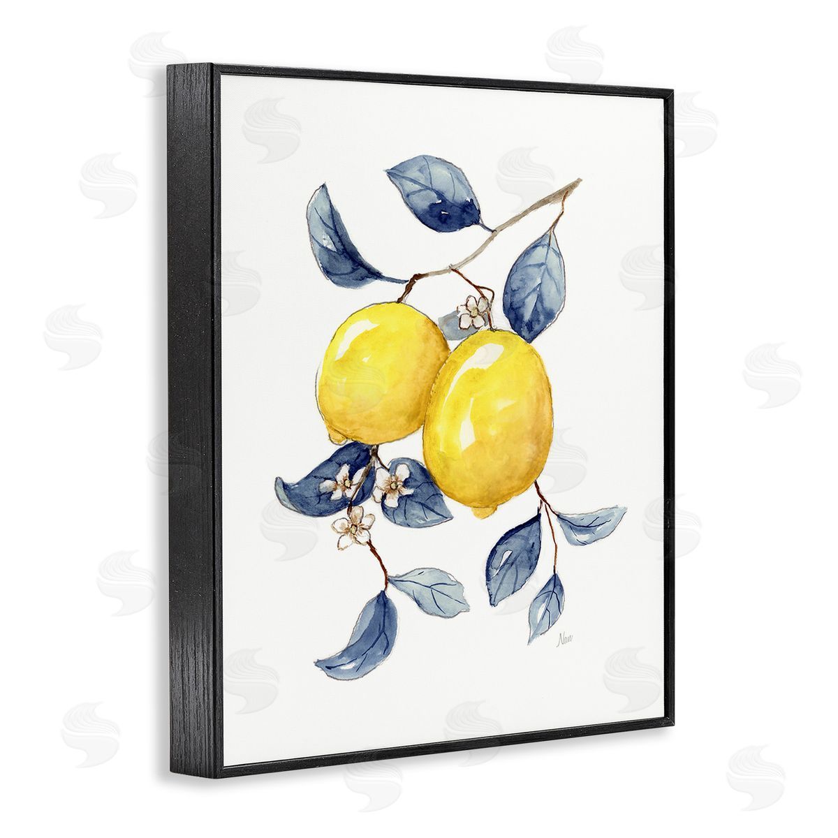 Nan Minimal Lemon Fruits Black Framed Giclee Wall Art Print