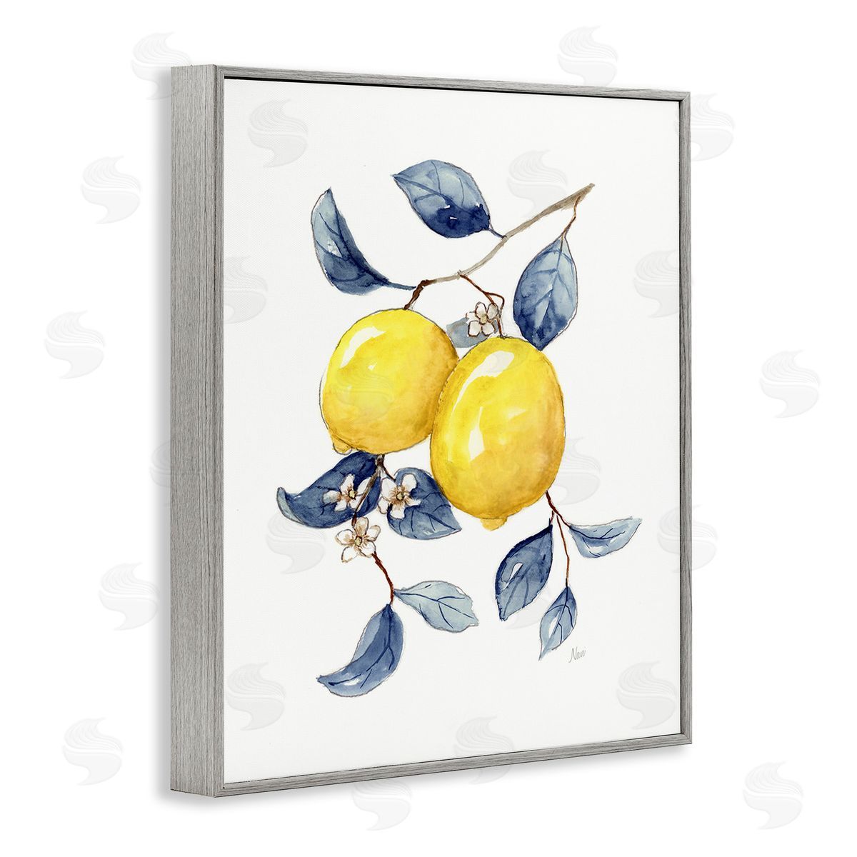 Nan Minimal Lemon Fruits Gray Framed Giclee Wall Art Print