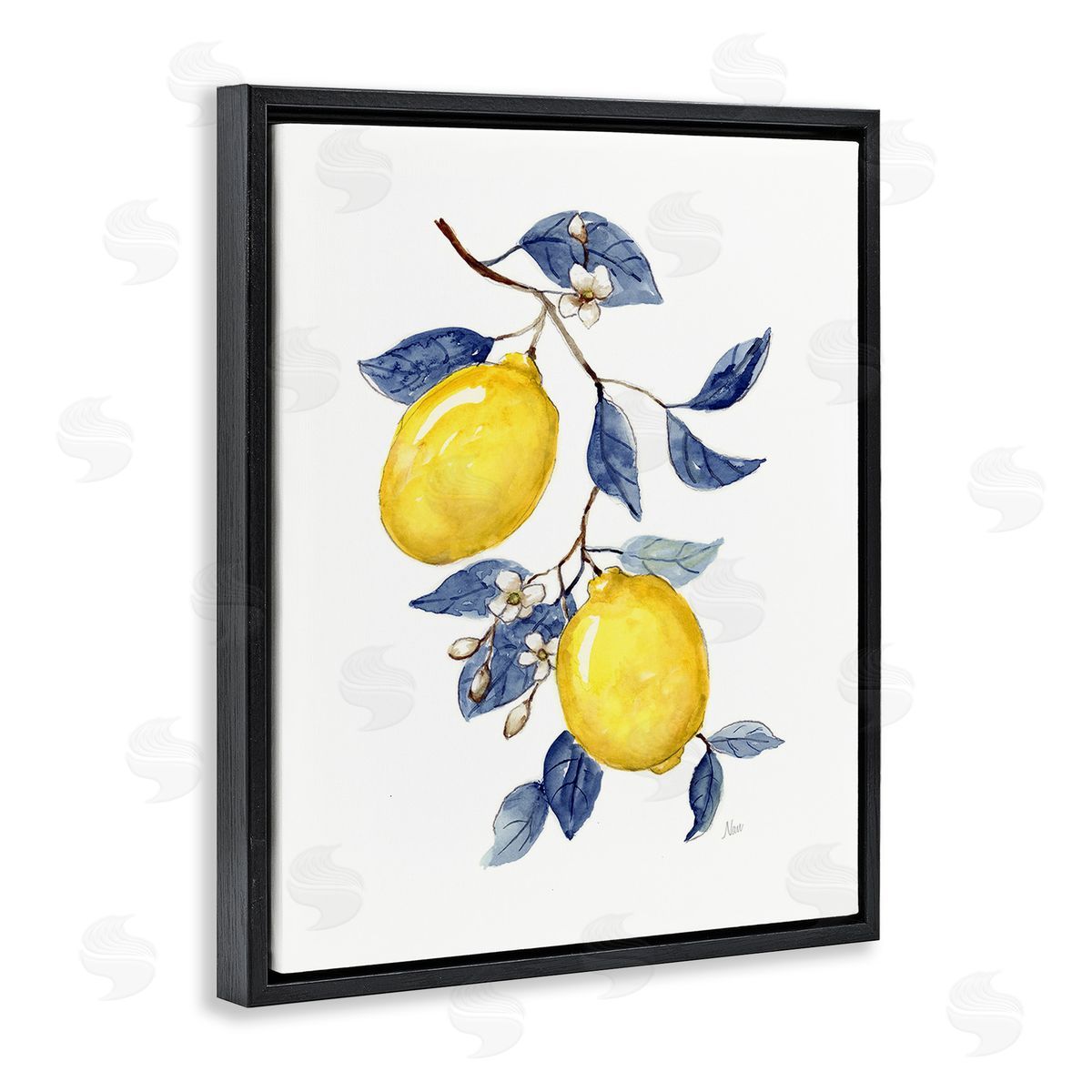 Nan Lemons with Flower Buds Black Floating Frame Canvas Wall Art Print