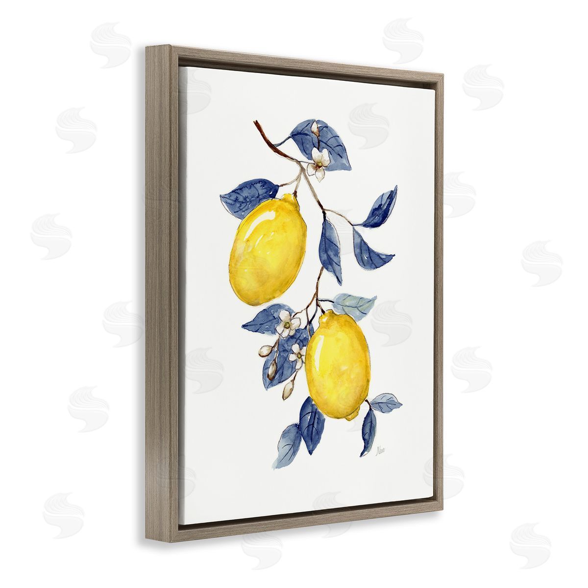 Nan Lemons with Flower Buds Brown Floating Frame Canvas Wall Art Print