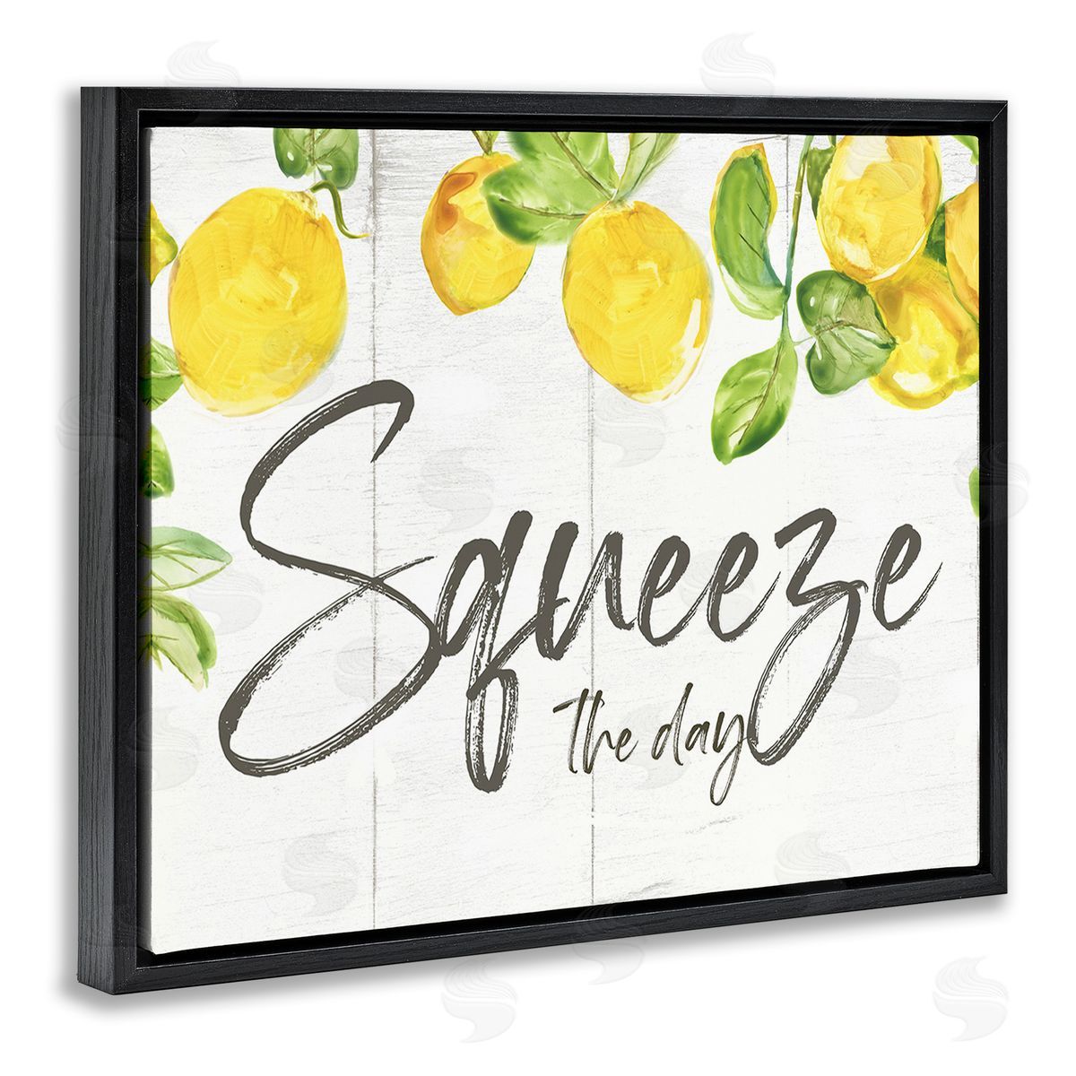 Nan Squeeze The Day Rustic Black Floating Frame Canvas Wall Art Print
