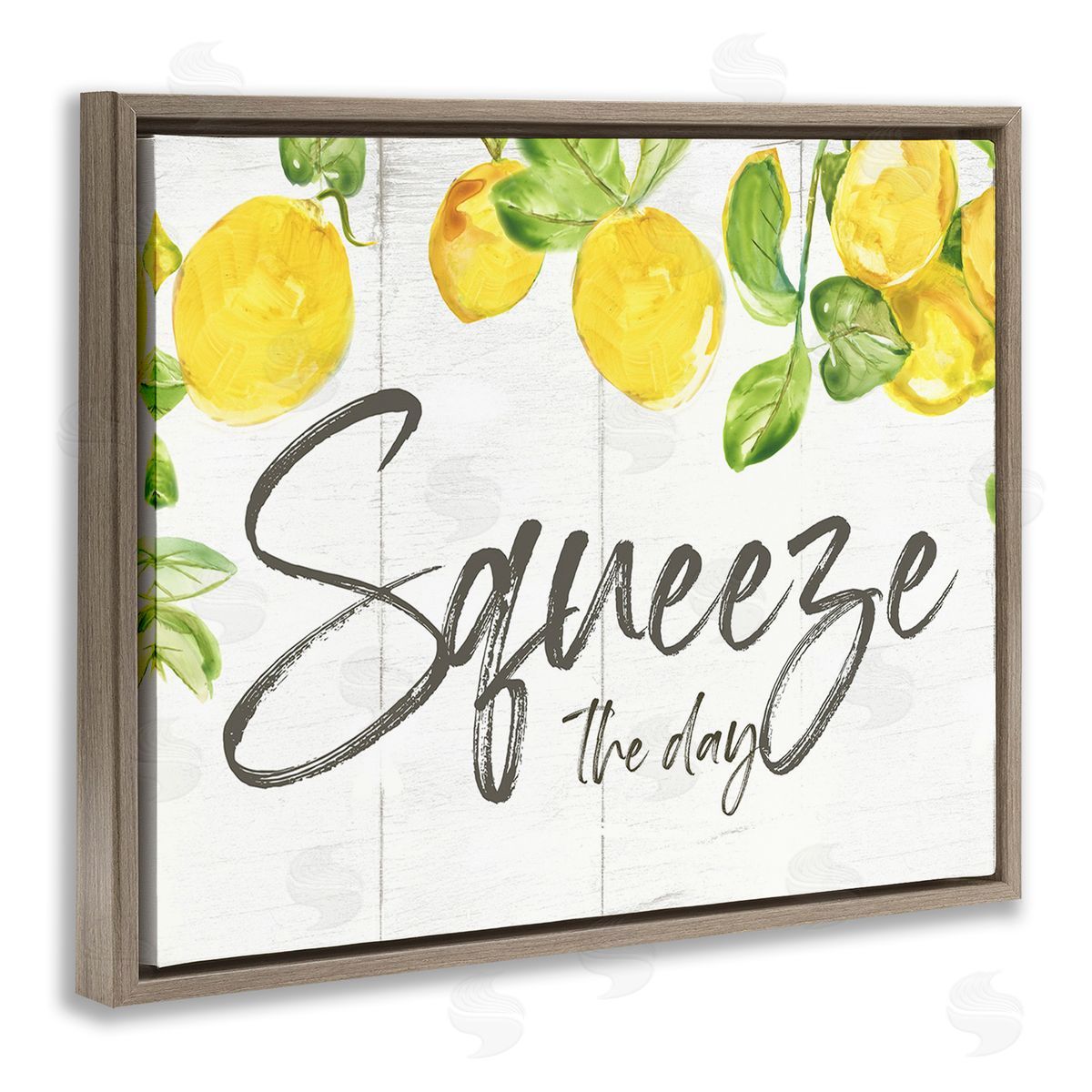Nan Squeeze The Day Rustic Brown Floating Frame Canvas Wall Art Print