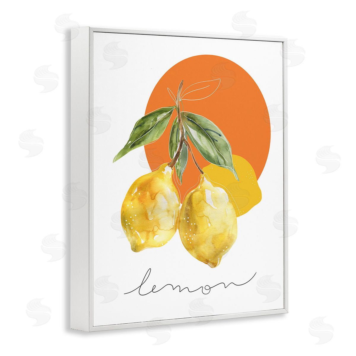 Modern Lemons Branch White Frame Print Wall Art, Home Decor by Carol Robinson