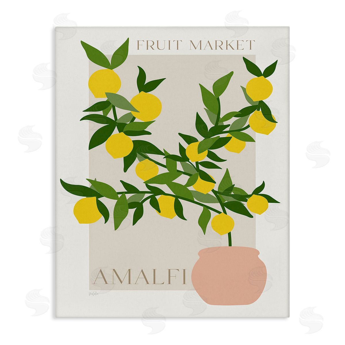 Natalie Carpentieri Minimal Lemon Branch Canvas Wall Art Print