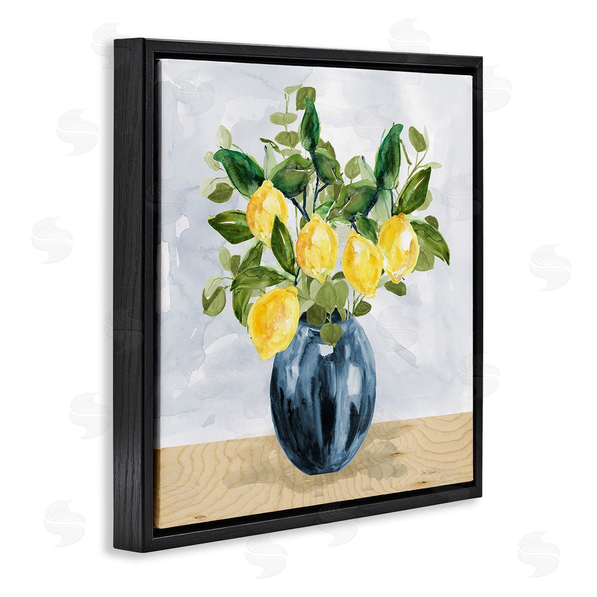 Carol Robinson Lemon Tree Bouquet Black Floating Frame Canvas Wall Art Print
