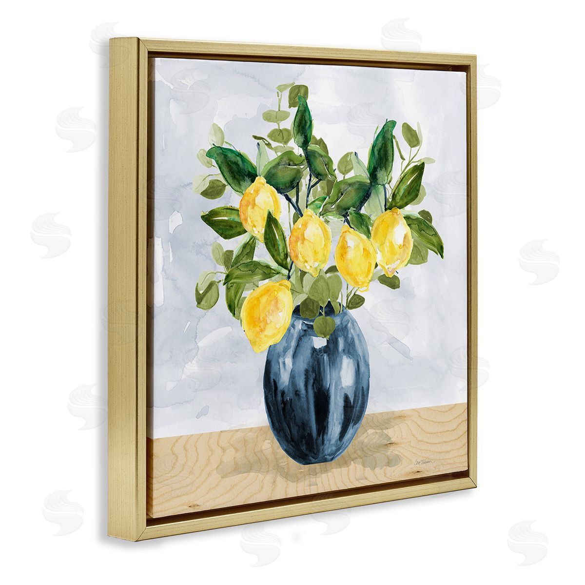 Carol Robinson Lemon Tree Bouquet Gold Floating Frame Canvas Wall Art Print