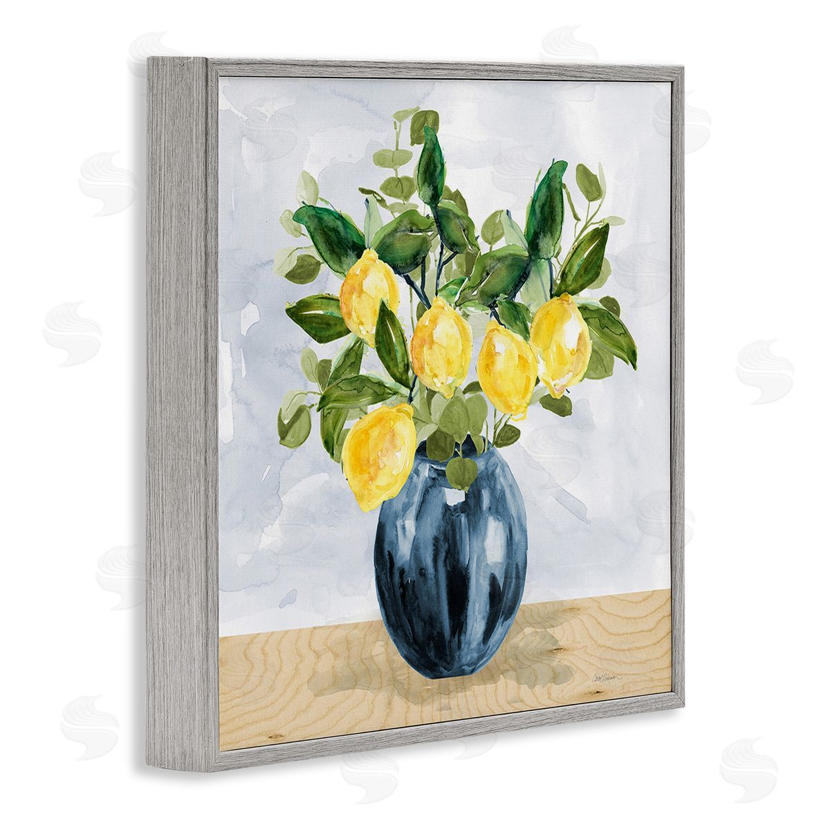 Carol Robinson Lemon Tree Bouquet Gray Framed Giclee Wall Art Print