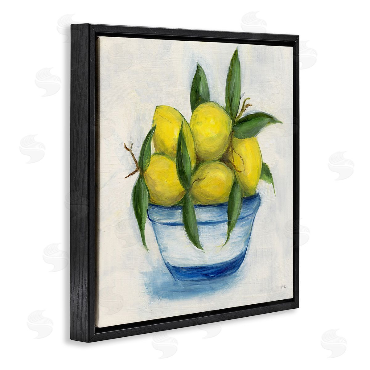 Marilyn Dunlap Traditional Lemons Painting Black Floating Frame Canvas Wall Art Print