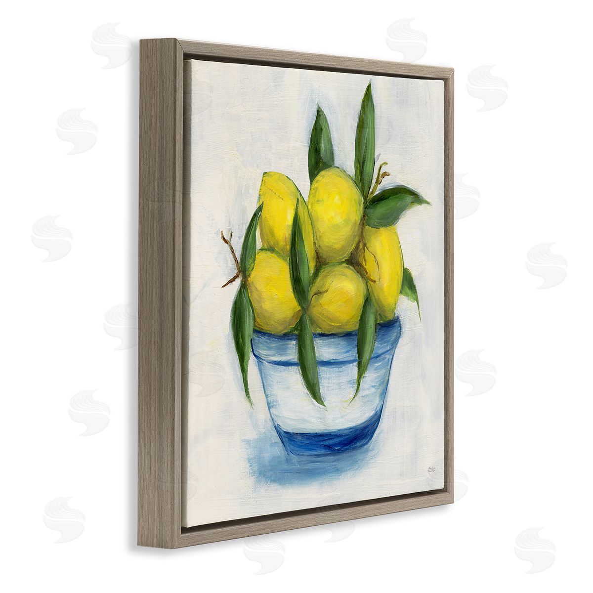 Marilyn Dunlap Traditional Lemons Painting Brown Floating Frame Canvas Wall Art Print