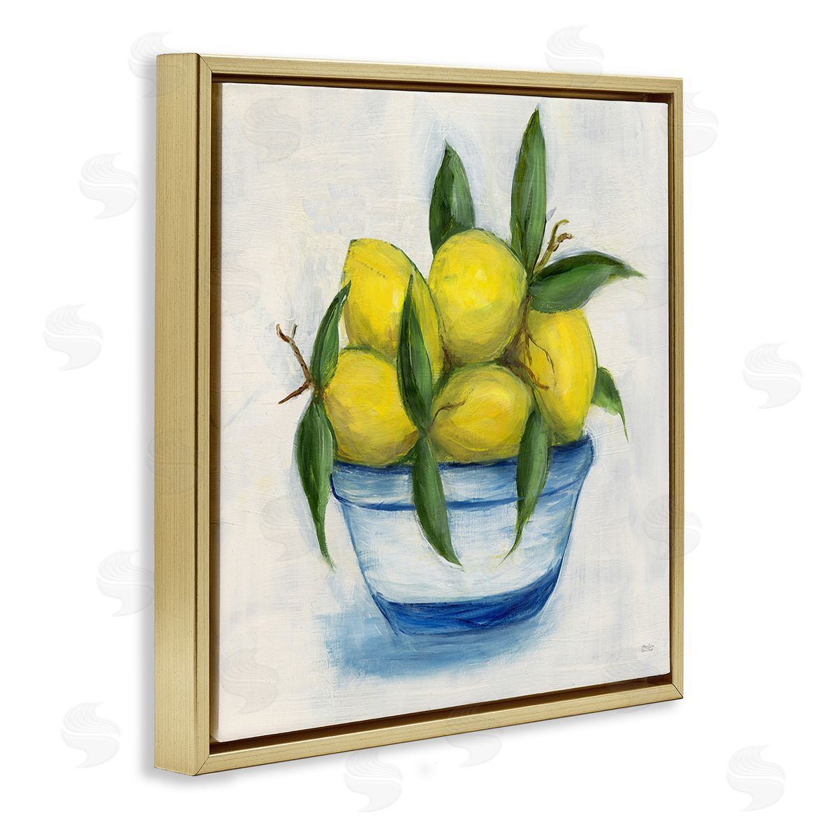 Marilyn Dunlap Traditional Lemons Painting Gold Floating Frame Canvas Wall Art Print