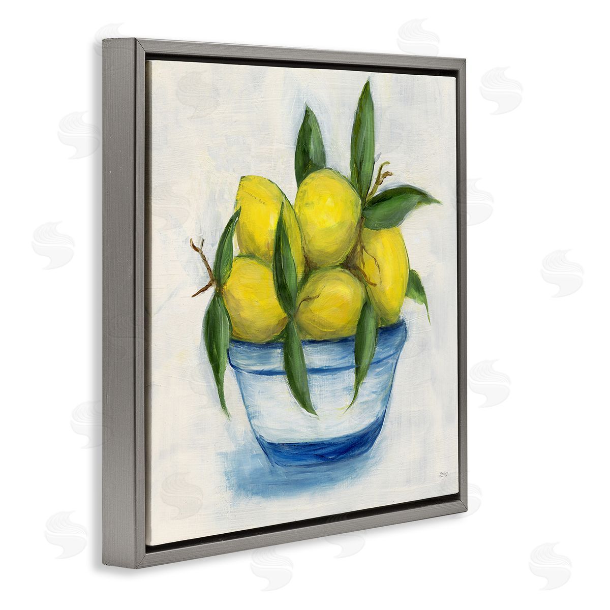 Marilyn Dunlap Traditional Lemons Painting Gray Floating Frame Canvas Wall Art Print