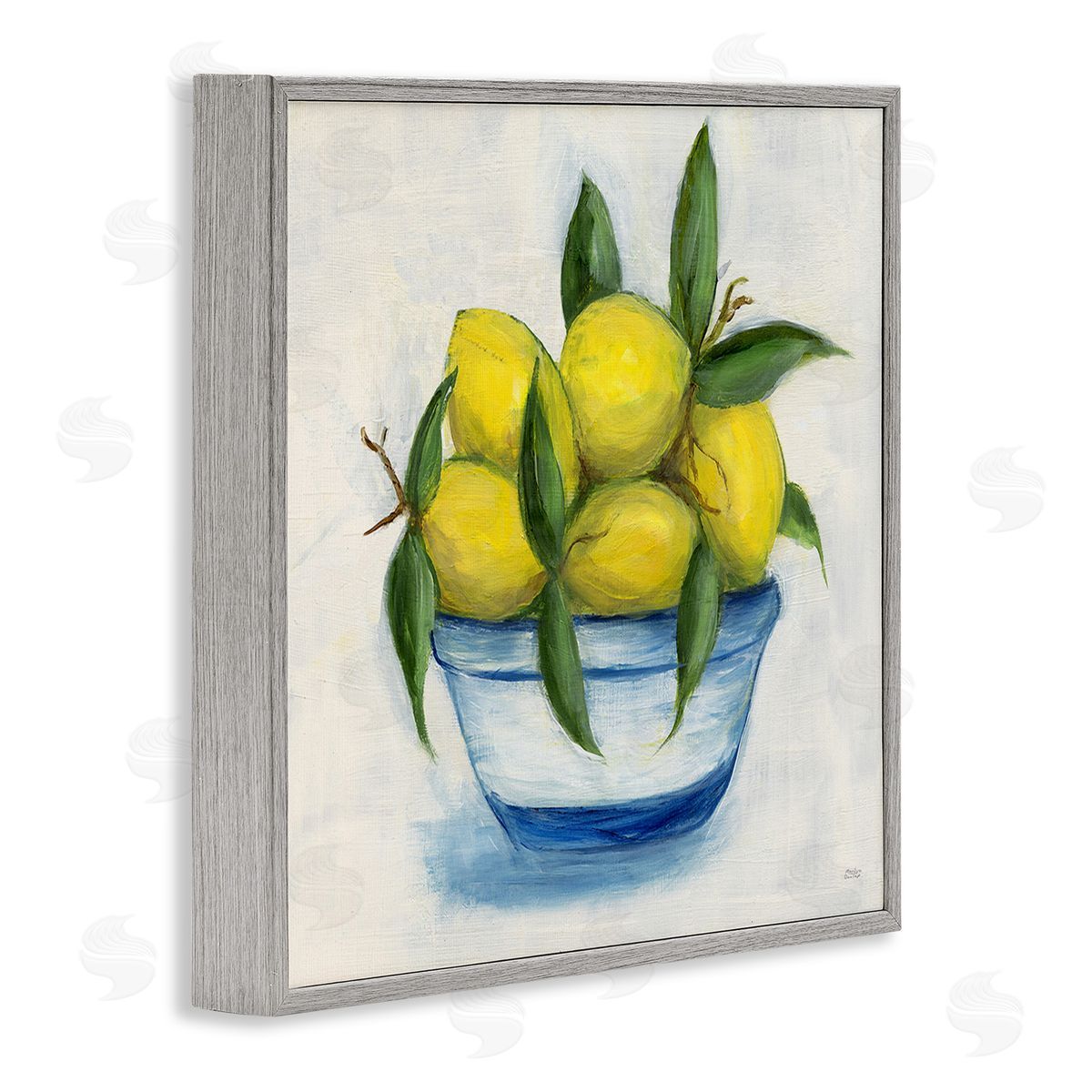 Marilyn Dunlap Traditional Lemons Painting Gray Framed Giclee Wall Art Print