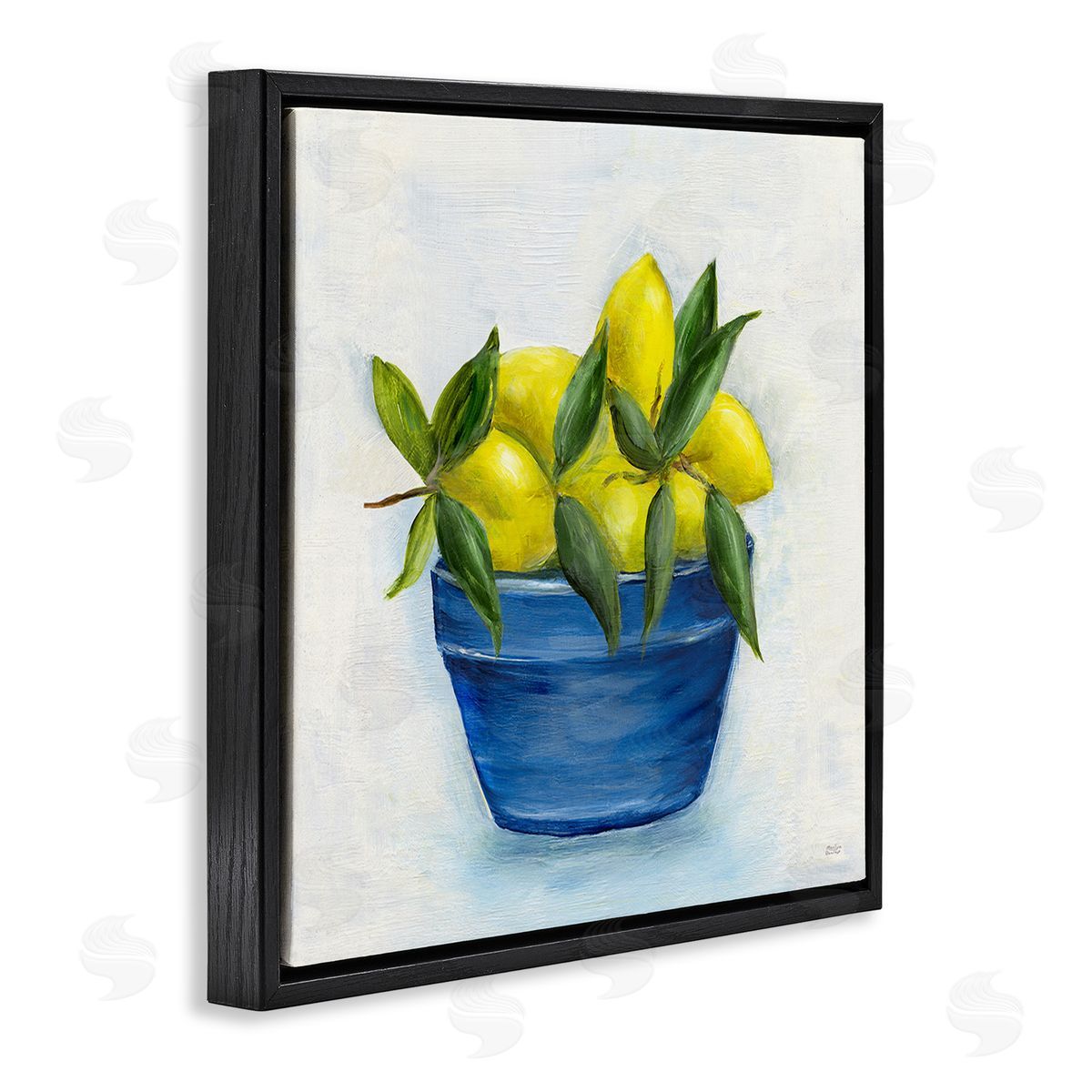 Marilyn Dunlap Lemons in Country Bowl Black Floating Frame Canvas Wall Art Print