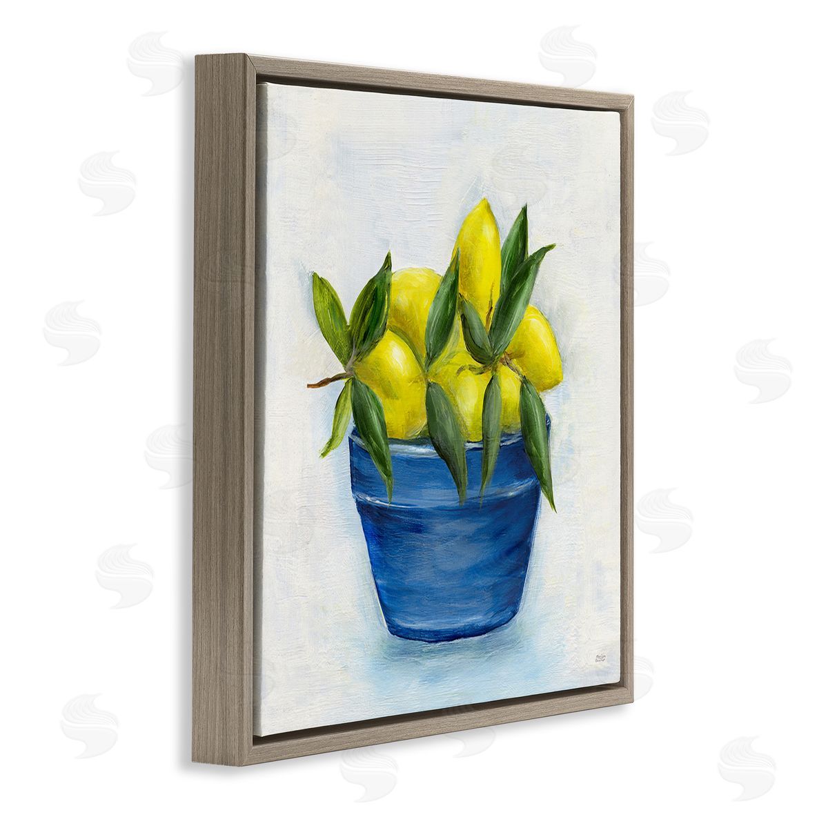 Marilyn Dunlap Lemons in Country Bowl Brown Floating Frame Canvas Wall Art Print