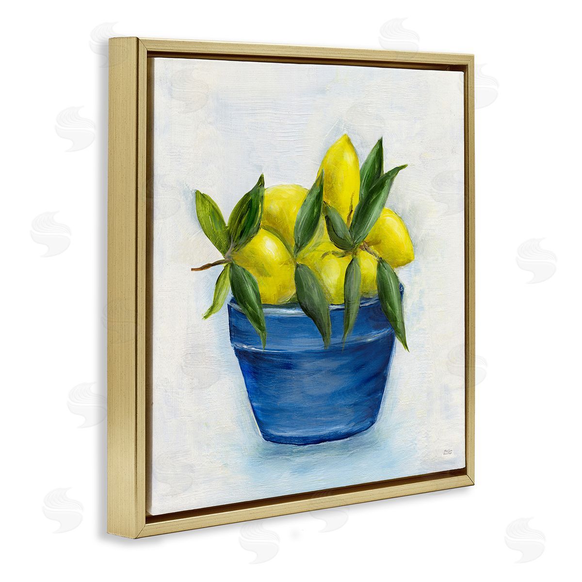Marilyn Dunlap Lemons in Country Bowl Gold Floating Frame Canvas Wall Art Print