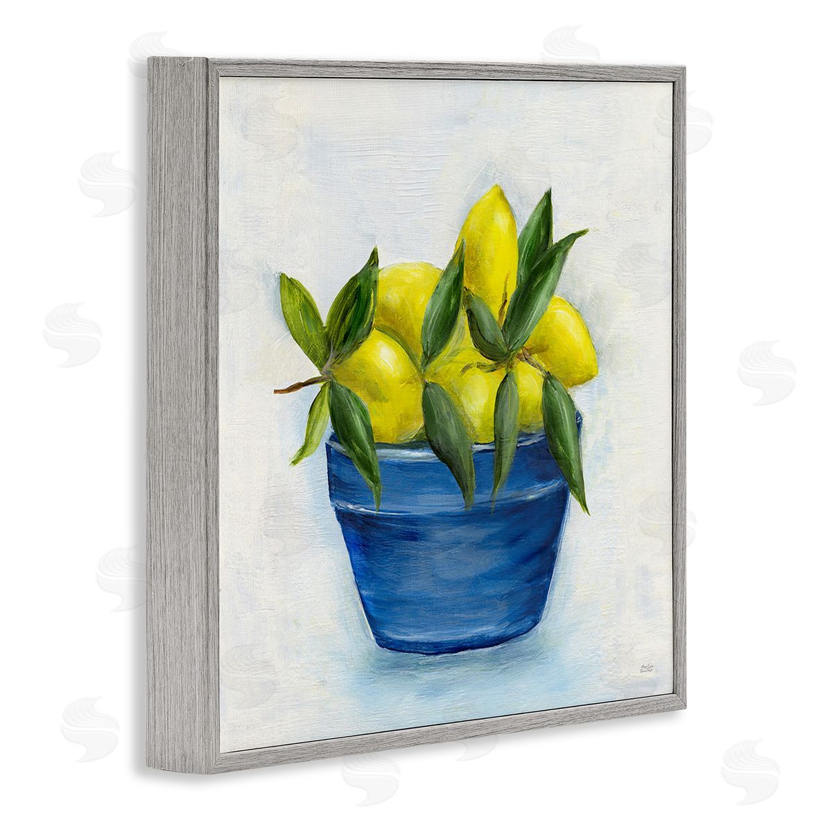 Marilyn Dunlap Lemons in Country Bowl Gray Framed Giclee Wall Art Print