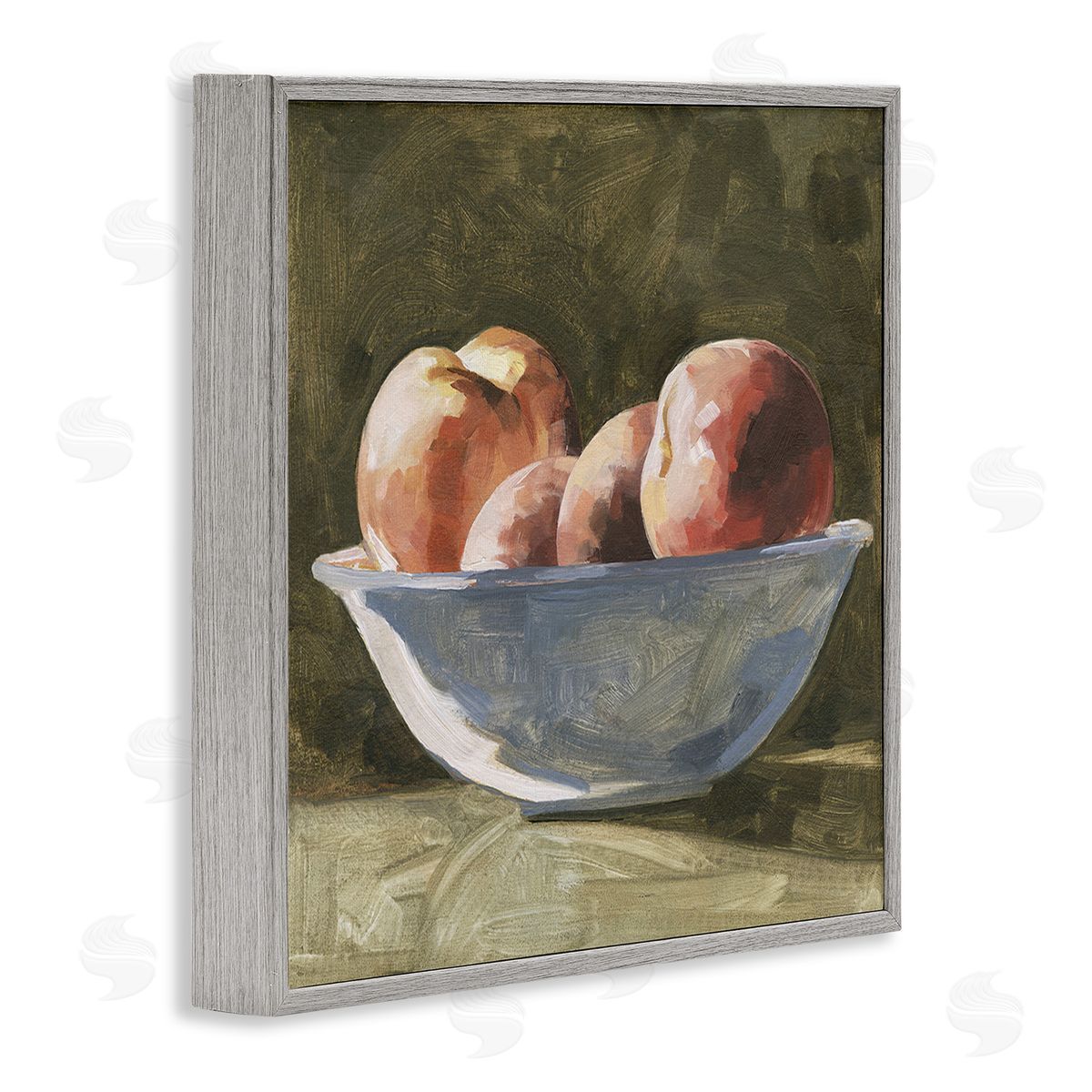 Emma Caroline Apples in Bowl Still Life Gray Framed Giclee Wall Art Print