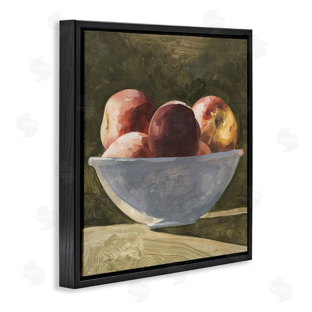 Emma Caroline Shadowed Apples Still Life Black Floating Frame Canvas Wall Art Print