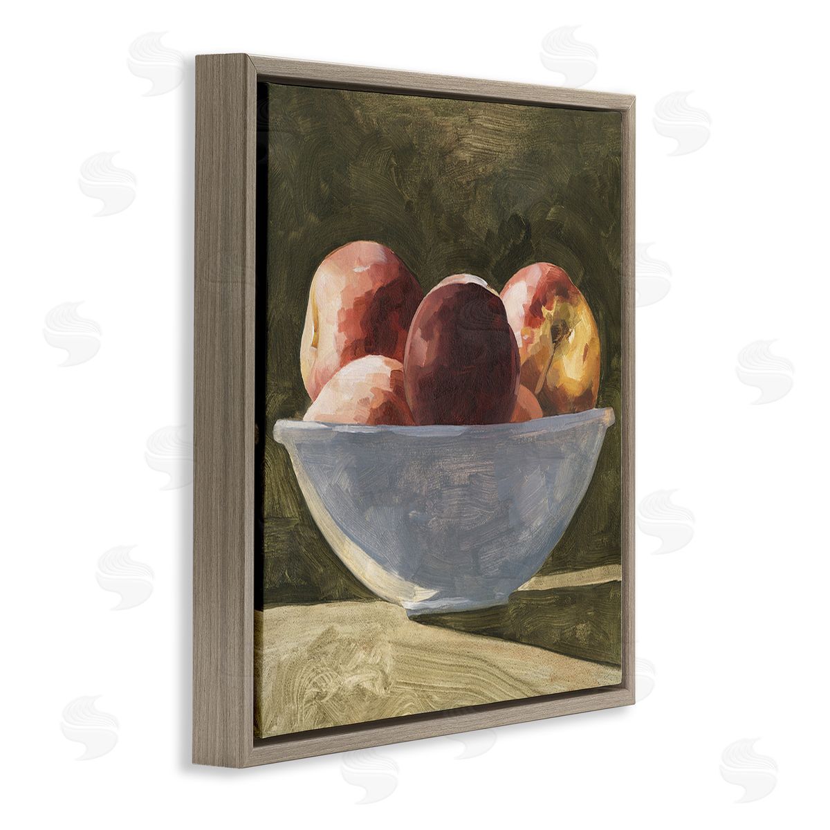 Emma Caroline Shadowed Apples Still Life Brown Floating Frame Canvas Wall Art Print