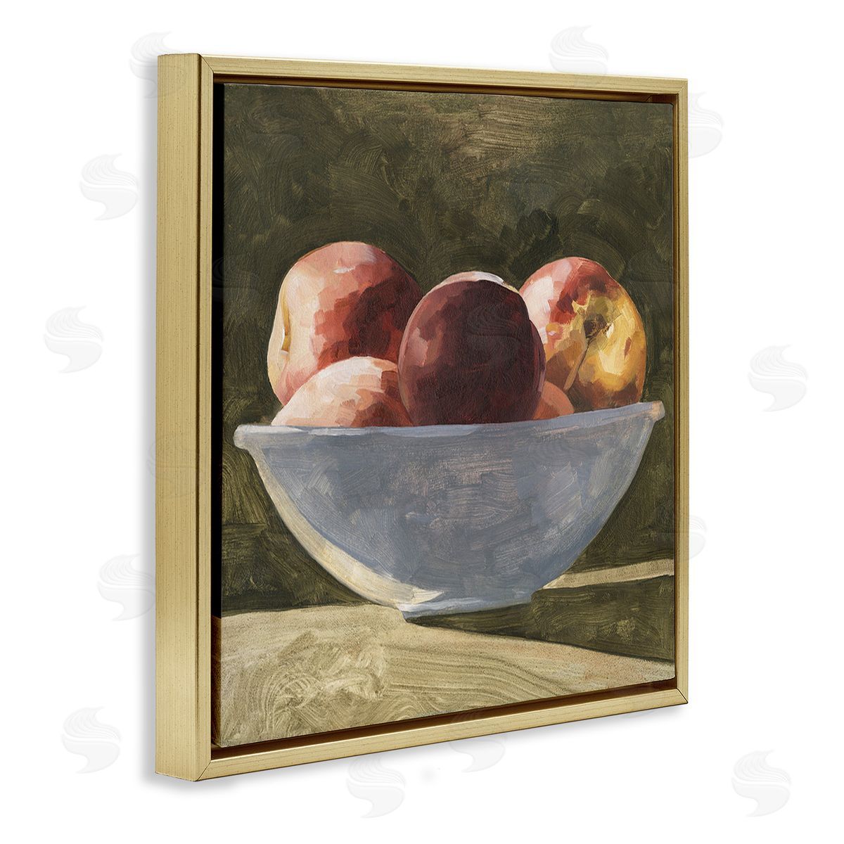 Emma Caroline Shadowed Apples Still Life Gold Floating Frame Canvas Wall Art Print